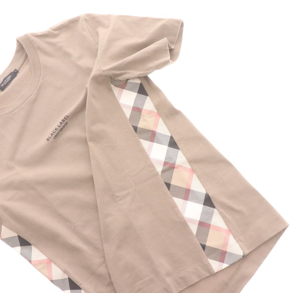 ■ ブラックレーベル クレストブリッジ Tシャツ 半袖 トップス チェック柄 ロゴ プリント メンズ M ライトベージュ 未使用