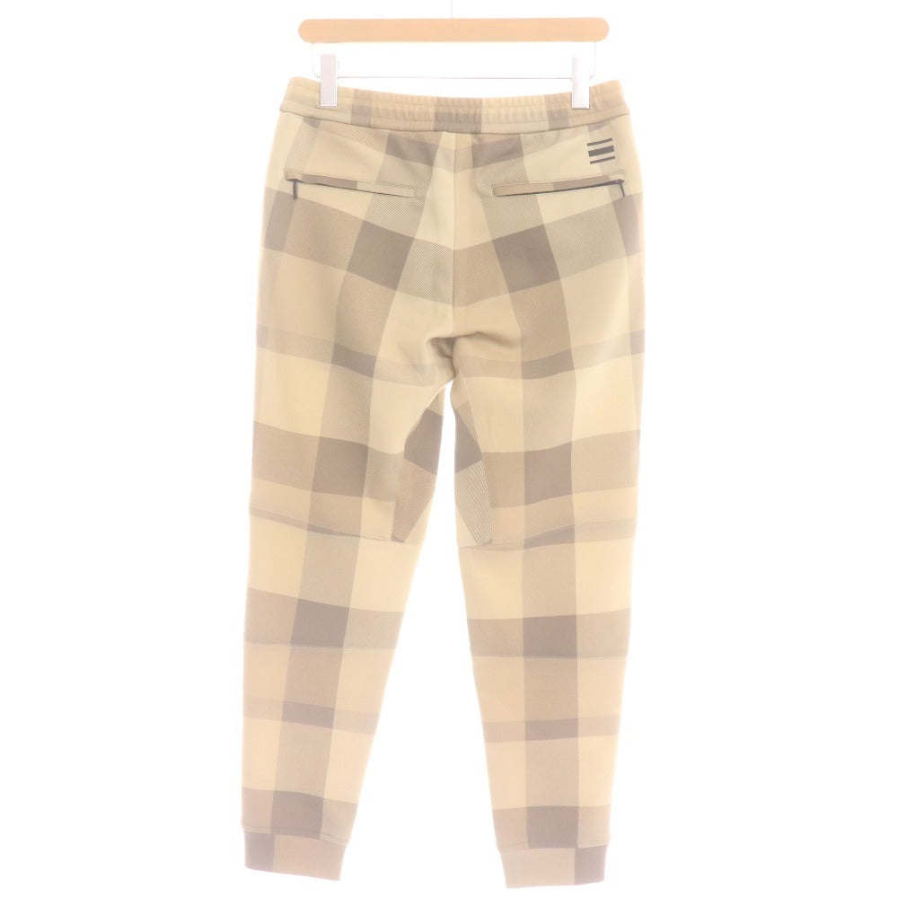 ■ ブラックレーベル クレストブリッジ ジョガーパンツ ボトムス ジャージ リブ ウエストゴム 紐 チェック柄 メンズ M ベージュ系
