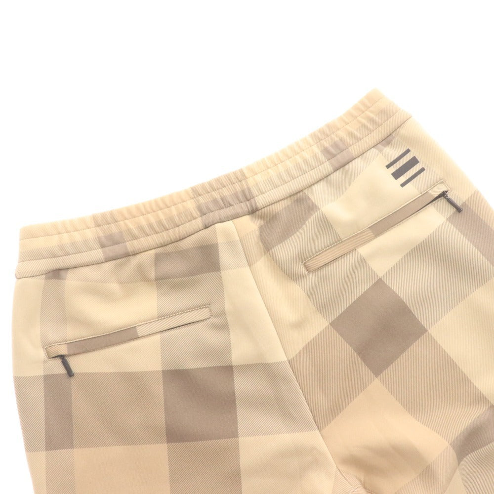 ■ ブラックレーベル クレストブリッジ ジョガーパンツ ボトムス ジャージ リブ ウエストゴム 紐 チェック柄 メンズ M ベージュ系