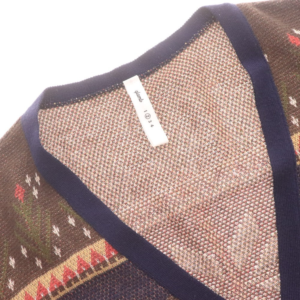 ■ glamb グラム カーディガン 長袖 トップス アウター ニット Vネック ノルディック柄 日本製 メンズ 2 マルチカラー ネイビー ブラウン