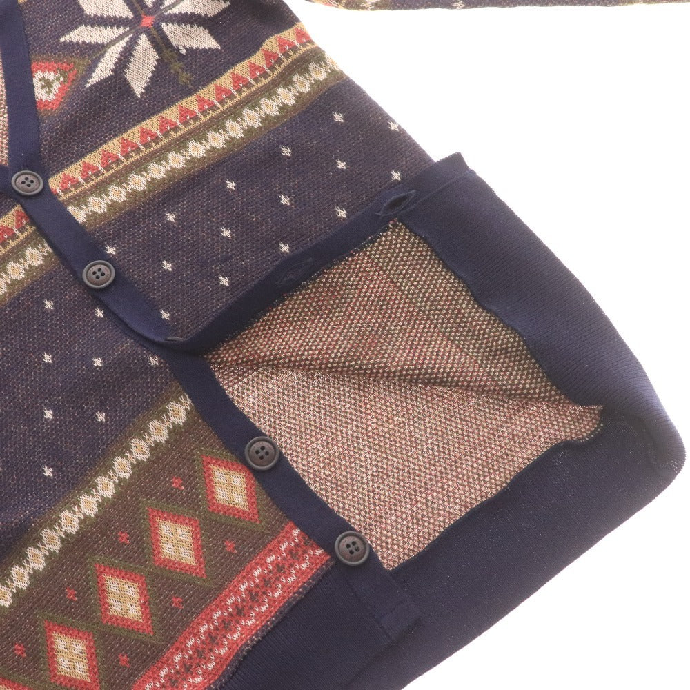 ■ glamb グラム カーディガン 長袖 トップス アウター ニット Vネック ノルディック柄 日本製 メンズ 2 マルチカラー ネイビー ブラウン