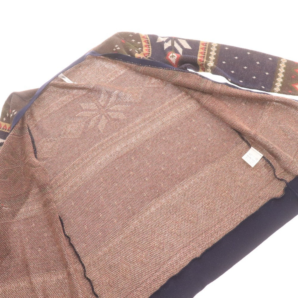 ■ glamb グラム カーディガン 長袖 トップス アウター ニット Vネック ノルディック柄 日本製 メンズ 2 マルチカラー ネイビー ブラウン