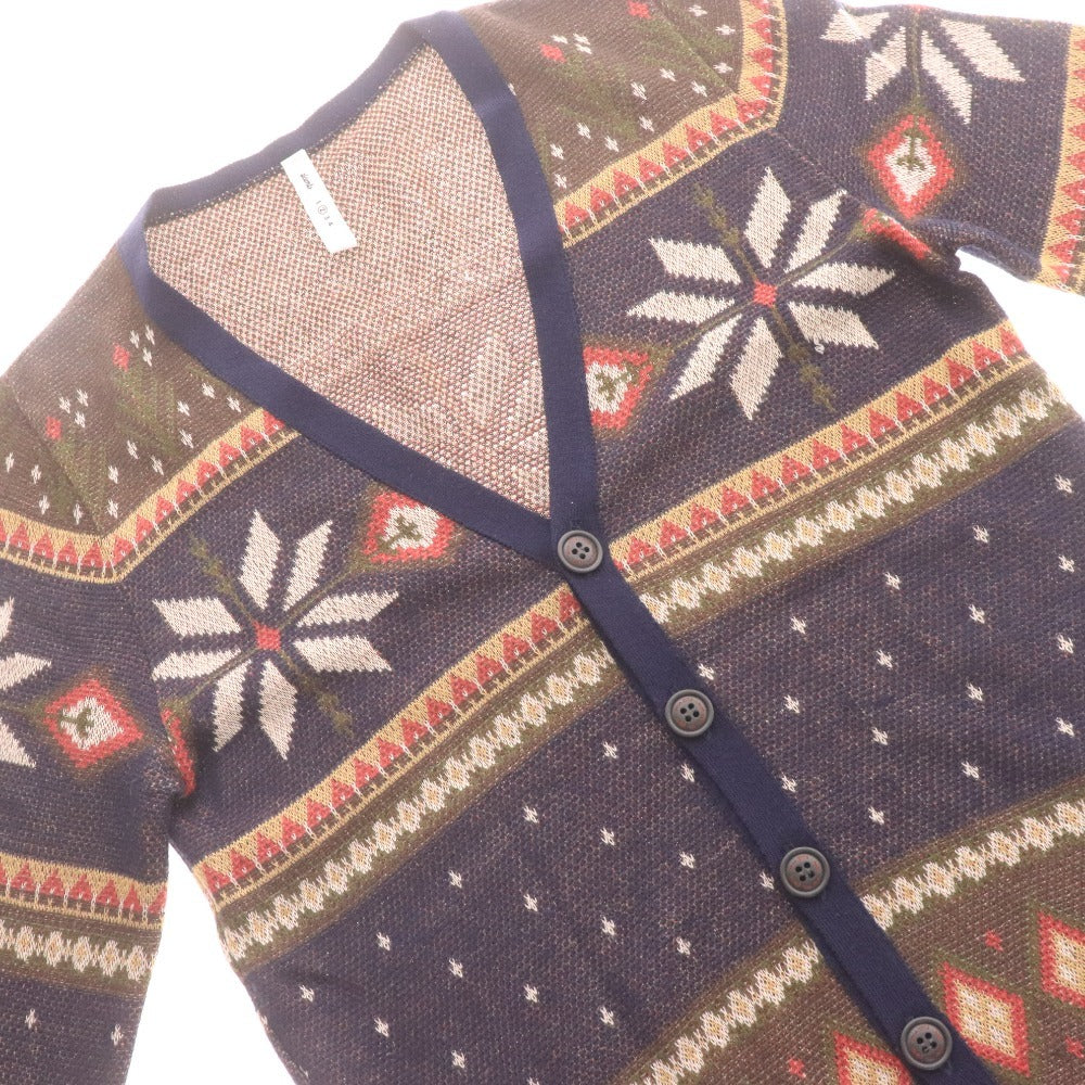 ■ glamb グラム カーディガン 長袖 トップス アウター ニット Vネック ノルディック柄 日本製 メンズ 2 マルチカラー ネイビー ブラウン