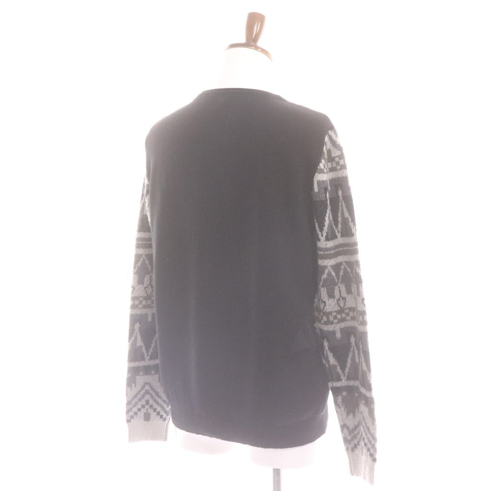 ■ glamb グラム カーディガン 長袖 トップス アウター ニット Vネック ノルディック柄 メンズ 2 黒 グレー系