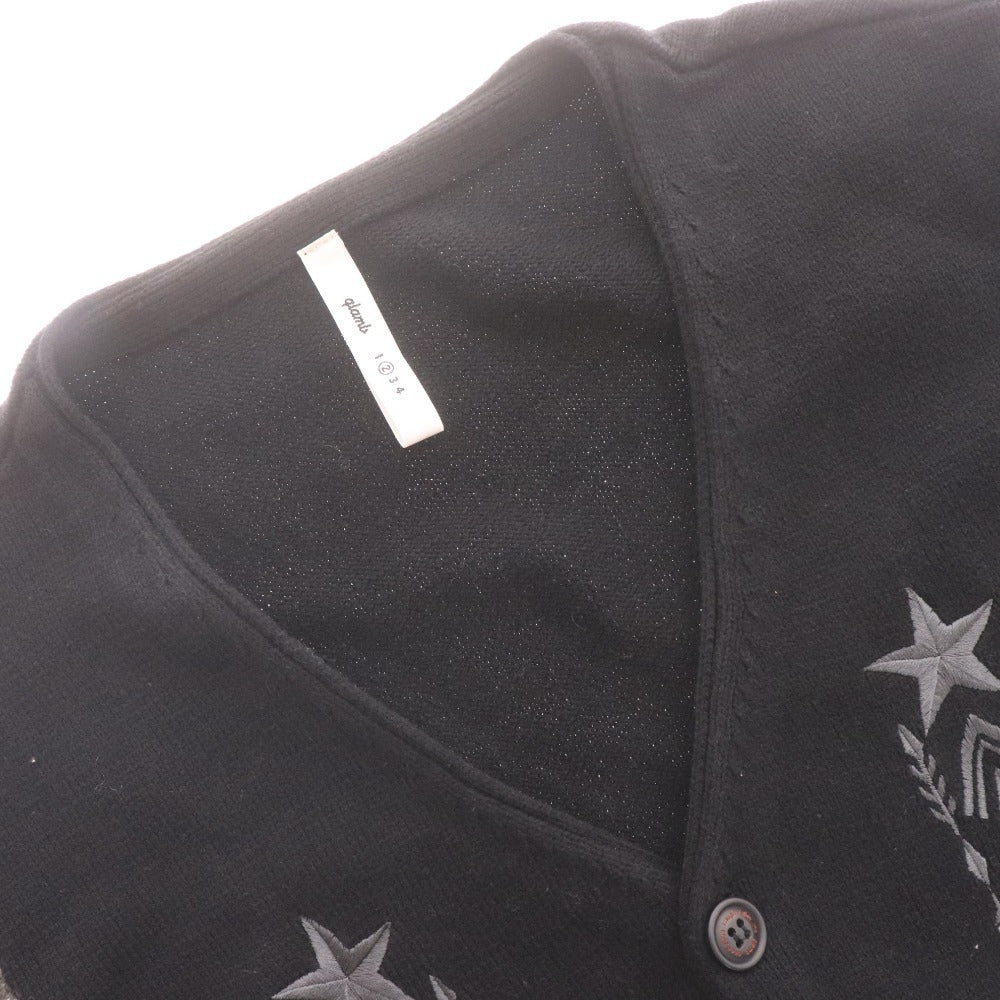 ■ glamb グラム カーディガン 長袖 トップス アウター ニット Vネック ノルディック柄 メンズ 2 黒 グレー系