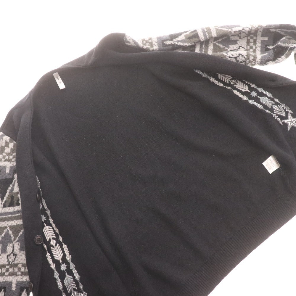 ■ glamb グラム カーディガン 長袖 トップス アウター ニット Vネック ノルディック柄 メンズ 2 黒 グレー系