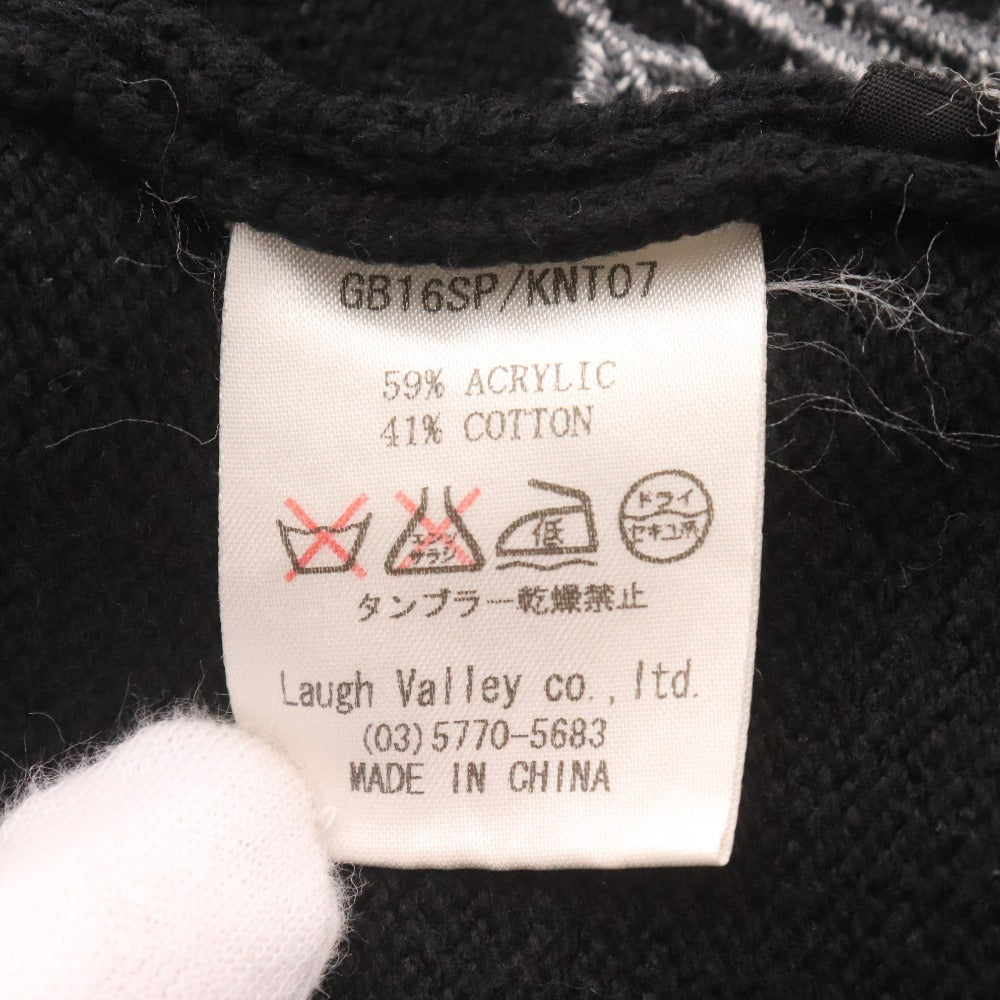 ■ glamb グラム カーディガン 長袖 トップス アウター ニット Vネック ノルディック柄 メンズ 2 黒 グレー系