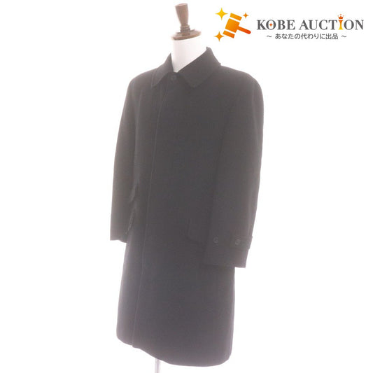 ■ バーバリーブラックレーベル チェスターコート BMC50 長袖 ジャケット アウター 襟ボタン カシミヤ混 ノバチェック 日本製 メンズ M 黒