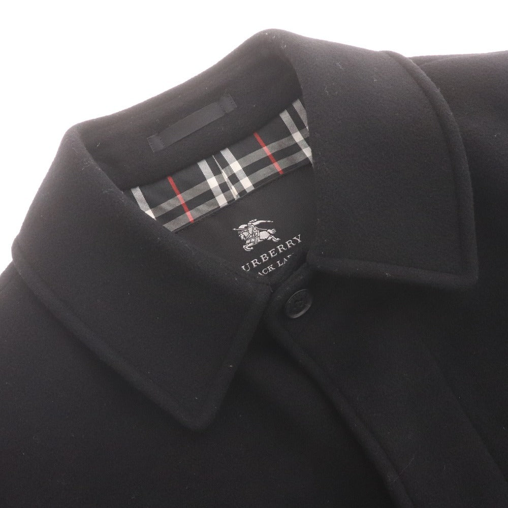 ■ バーバリーブラックレーベル チェスターコート BMC50 長袖 ジャケット アウター 襟ボタン カシミヤ混 ノバチェック 日本製 メンズ M 黒