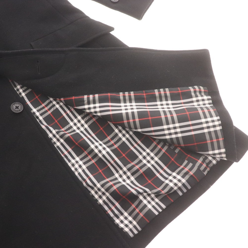 ■ バーバリーブラックレーベル チェスターコート BMC50 長袖 ジャケット アウター 襟ボタン カシミヤ混 ノバチェック 日本製 メンズ M 黒