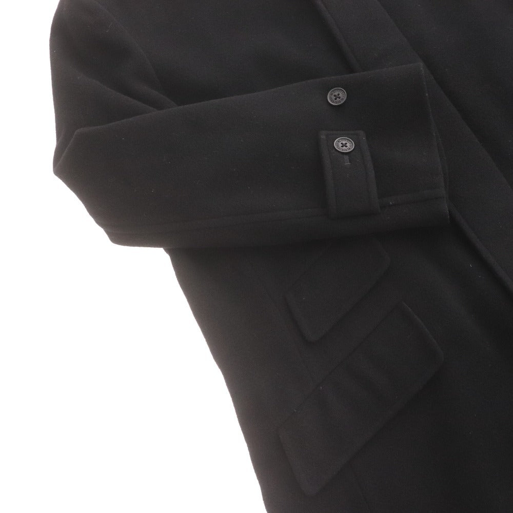 ■ バーバリーブラックレーベル チェスターコート BMC50 長袖 ジャケット アウター 襟ボタン カシミヤ混 ノバチェック 日本製 メンズ M 黒