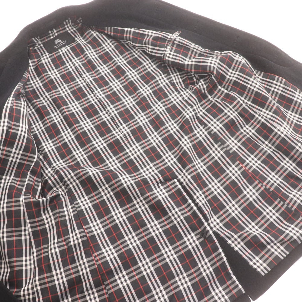 ■ バーバリーブラックレーベル チェスターコート BMC50 長袖 ジャケット アウター 襟ボタン カシミヤ混 ノバチェック 日本製 メンズ M 黒