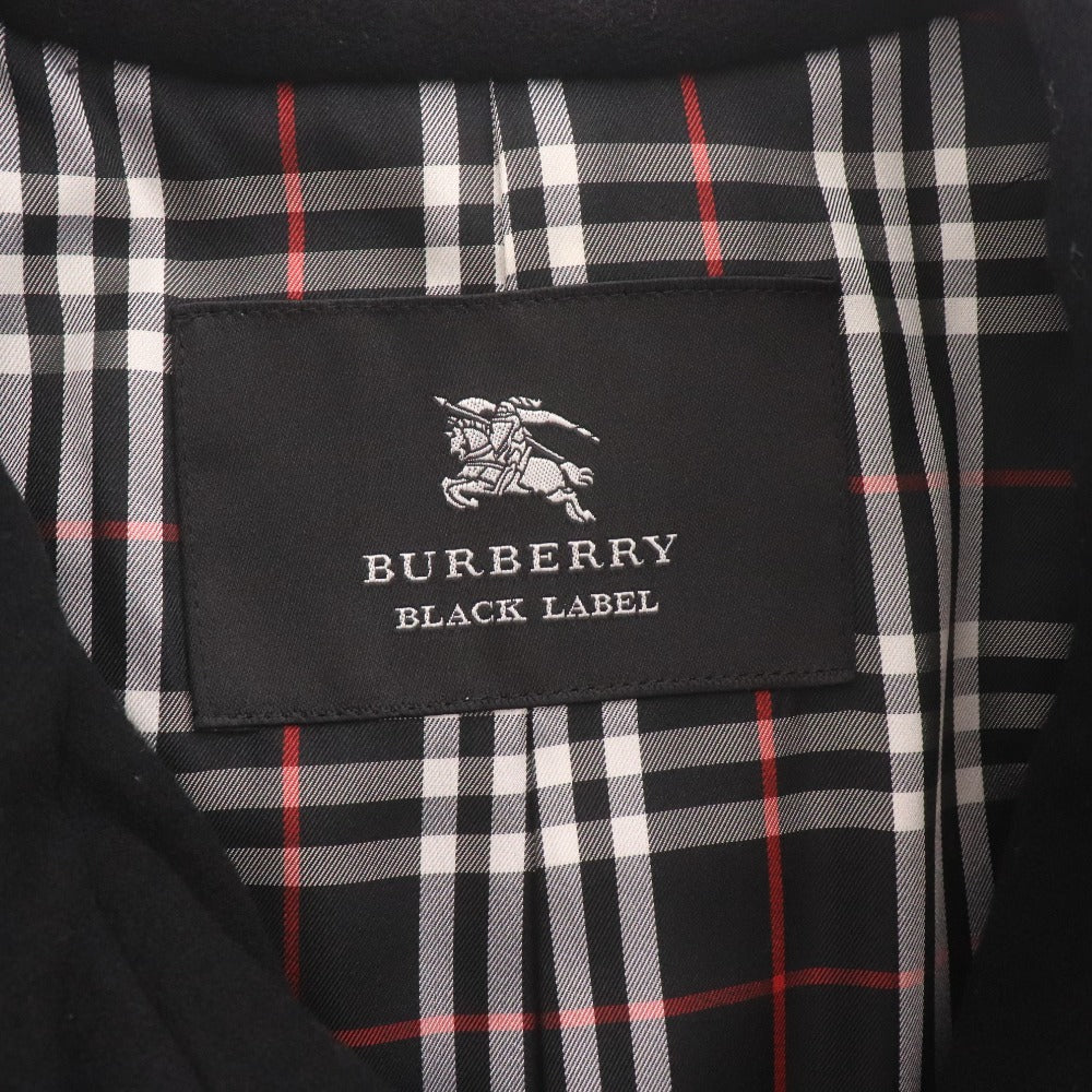■ バーバリーブラックレーベル チェスターコート BMC50 長袖 ジャケット アウター 襟ボタン カシミヤ混 ノバチェック 日本製 メンズ M 黒