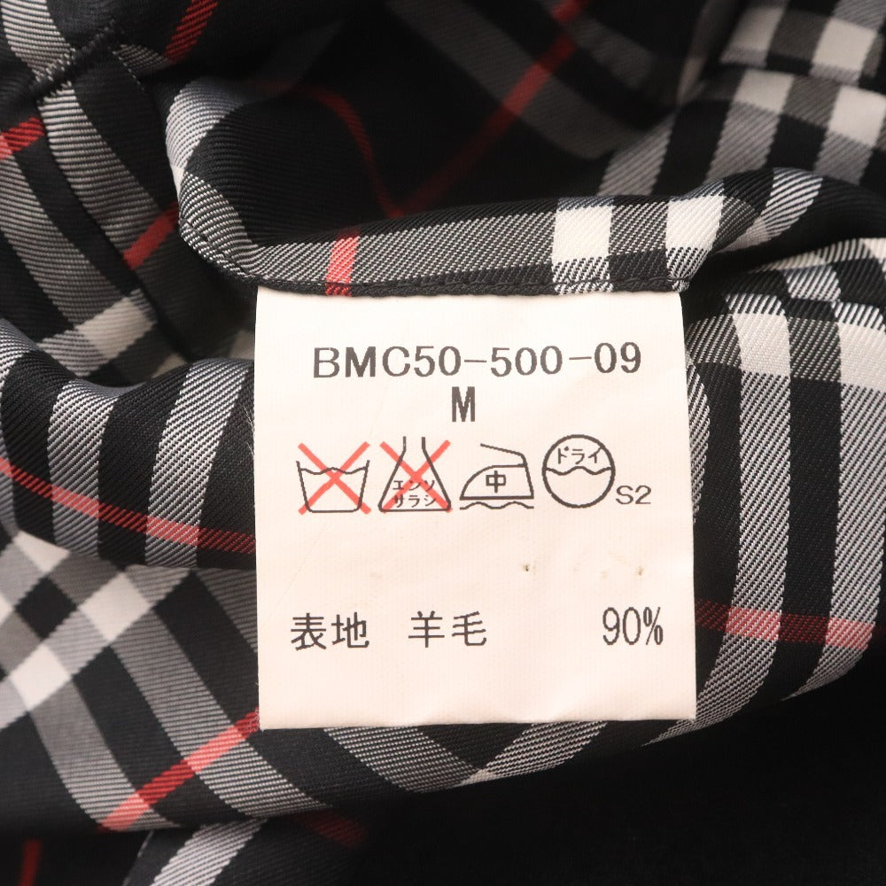 ■ バーバリーブラックレーベル チェスターコート BMC50 長袖 ジャケット アウター 襟ボタン カシミヤ混 ノバチェック 日本製 メンズ M 黒