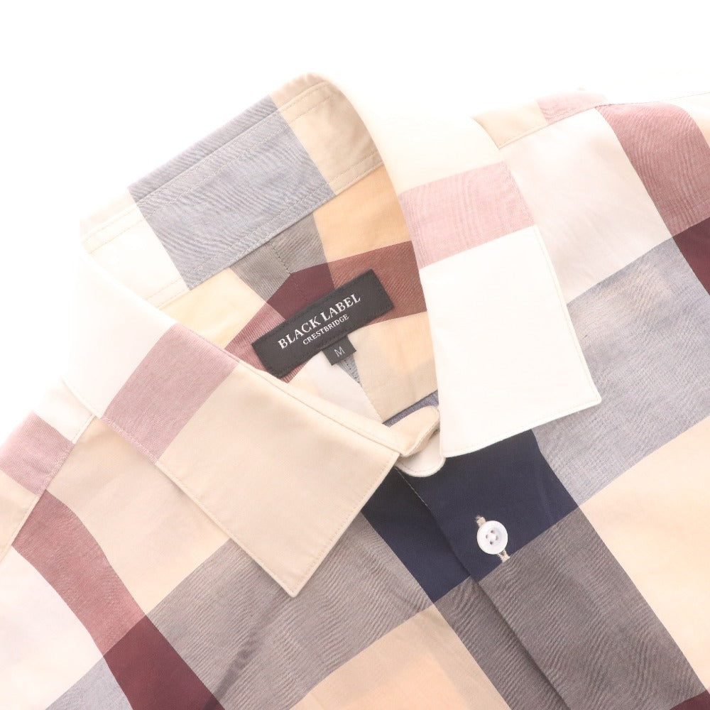 ■ ブラックレーベル クレストブリッジ シャツ ジャケット 長袖 トップス アウター 襟 チェック柄 メンズ M マルチカラー 白 ネイビー系