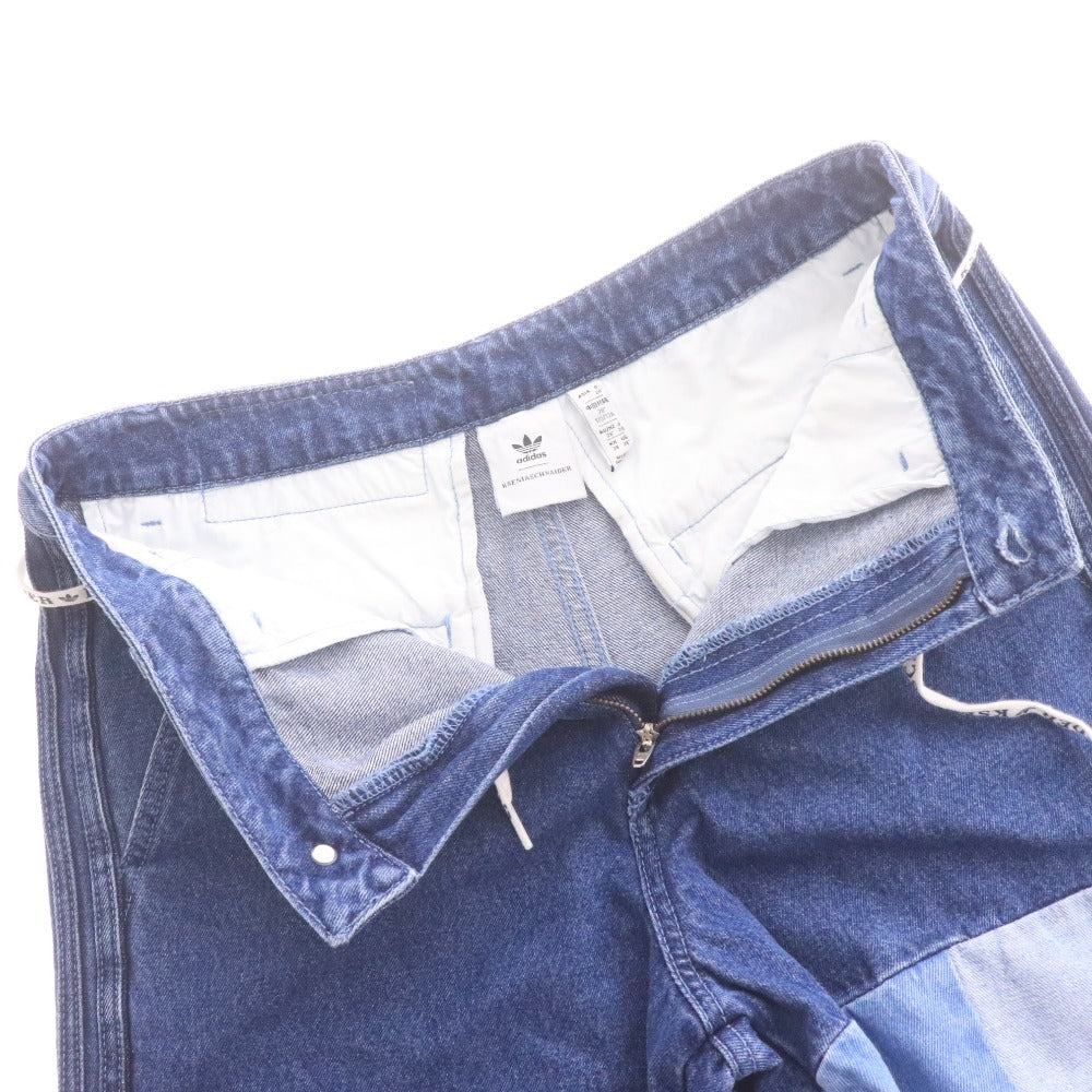 ■ アディダス KSENIASCHNAIDER デニムパンツ パッチワークジーンズ ボトムス 総柄 メンズ 28インチ マルチカラー ネイビー ブルー系