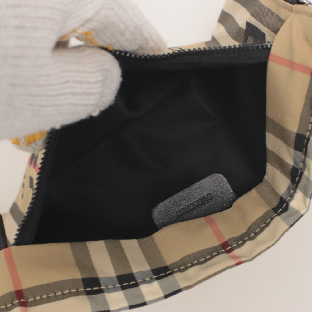 ■ BURBERRY バーバリー ポーチ ハンドバッグ 鞄 ノバチェック柄 カラビナ 小物入れ メンズ レディース ベージュ系 袋付き