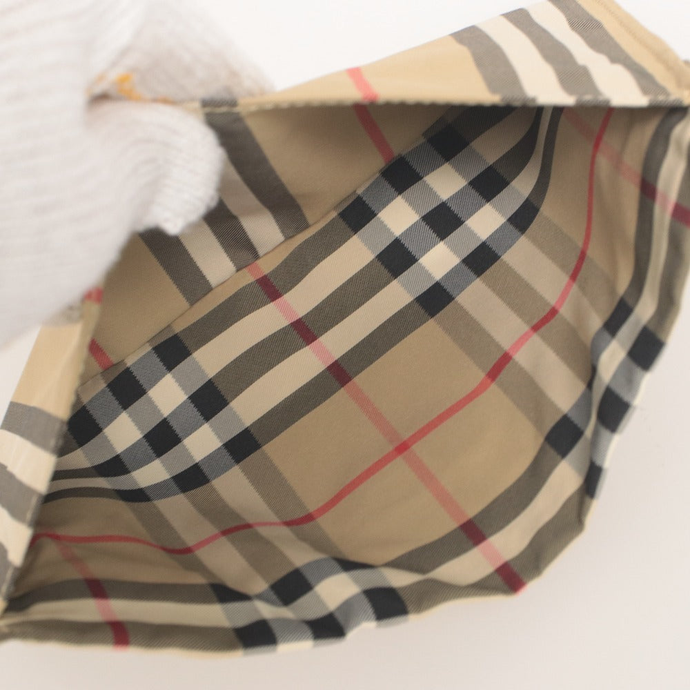 ■ BURBERRY バーバリー ポーチ ハンドバッグ 鞄 ノバチェック柄 カラビナ 小物入れ メンズ レディース ベージュ系 袋付き
