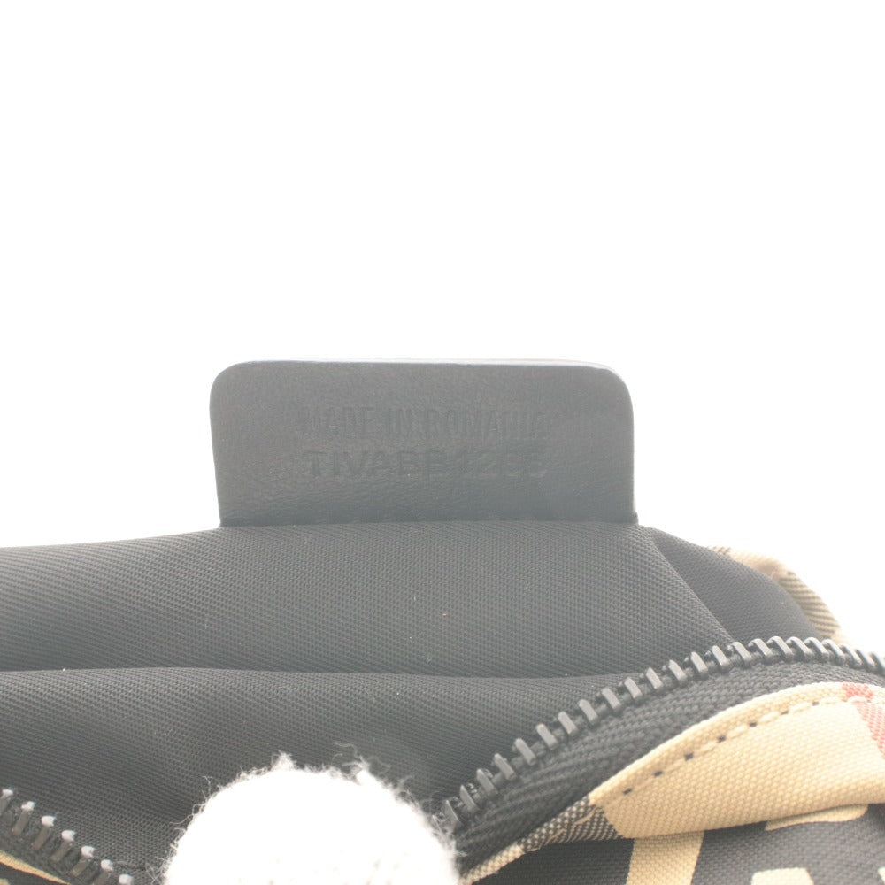 ■ BURBERRY バーバリー ポーチ ハンドバッグ 鞄 ノバチェック柄 カラビナ 小物入れ メンズ レディース ベージュ系 袋付き
