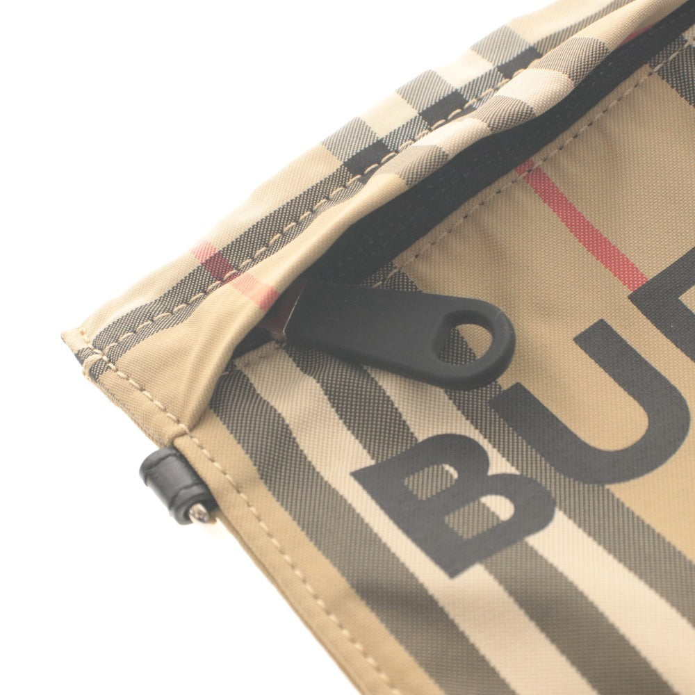 ■ BURBERRY バーバリー ポーチ ハンドバッグ 鞄 ノバチェック柄 カラビナ 小物入れ メンズ レディース ベージュ系 袋付き