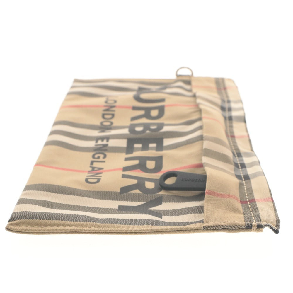 ■ BURBERRY バーバリー ポーチ ハンドバッグ 鞄 ノバチェック柄 カラビナ 小物入れ メンズ レディース ベージュ系