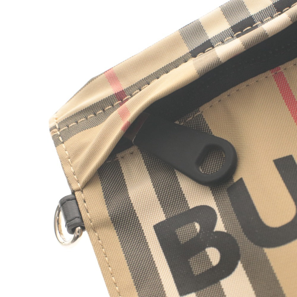 ■ BURBERRY バーバリー ポーチ ハンドバッグ 鞄 ノバチェック柄 カラビナ 小物入れ メンズ レディース ベージュ系