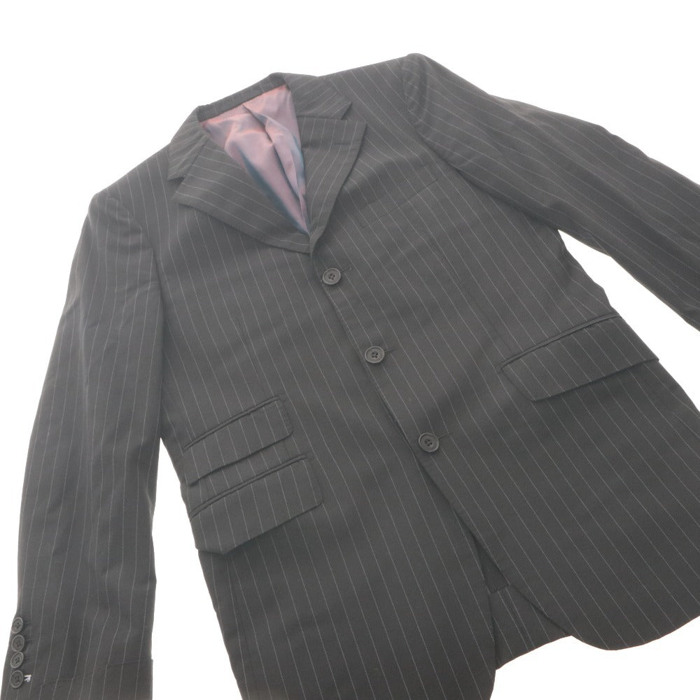 ■ BURBERRY BLACK LABEL バーバリーブラックレーベル スーツ セットアップ ストライプ ボタン ポケット メンズ 40R ブラック