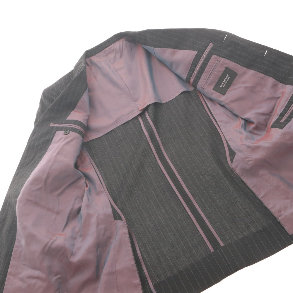 ■ BURBERRY BLACK LABEL バーバリーブラックレーベル スーツ セットアップ ストライプ ボタン ポケット メンズ 40R ブラック