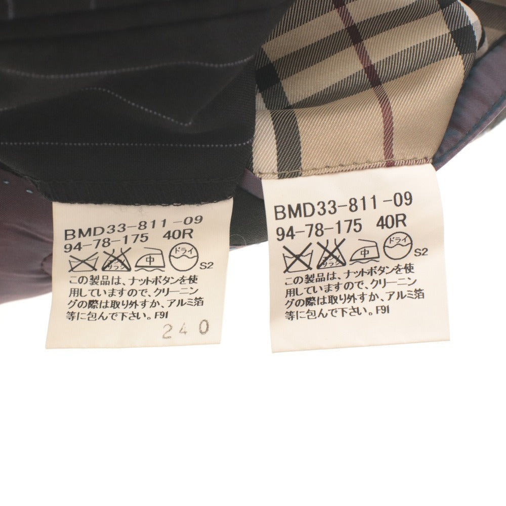 ■ BURBERRY BLACK LABEL バーバリーブラックレーベル スーツ セットアップ ストライプ ボタン ポケット メンズ 40R ブラック