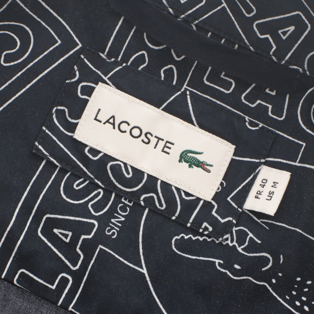 ■ LACOSTE ラコステ シャツ トップス 半袖 襟 ボタン ロゴ柄 メンズ M ネイビー系