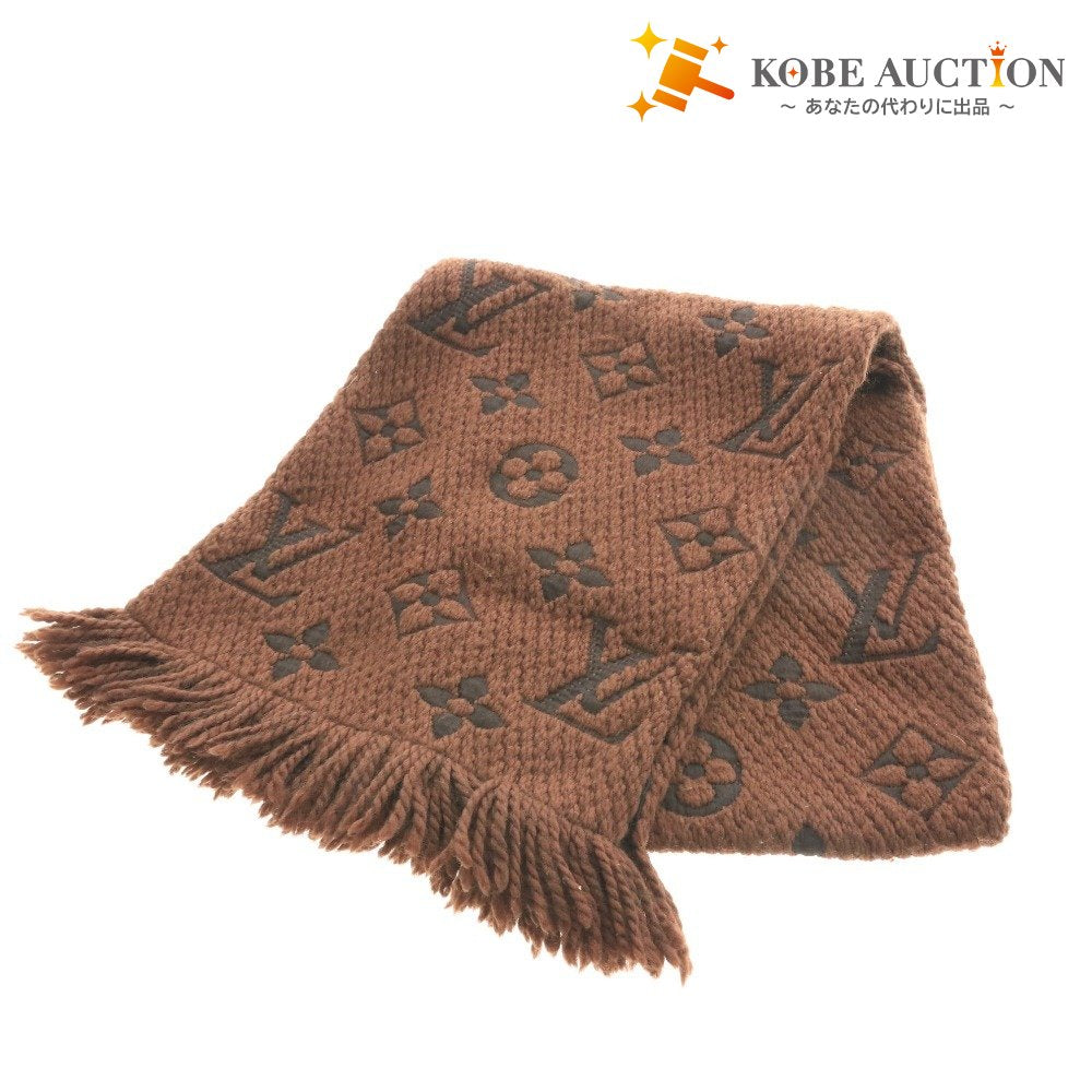 ■ Louis Vuitton Monogram Scarf, Made in Italy, Wool and Silk, Fashion Accessory, Men's and Women's, Brown