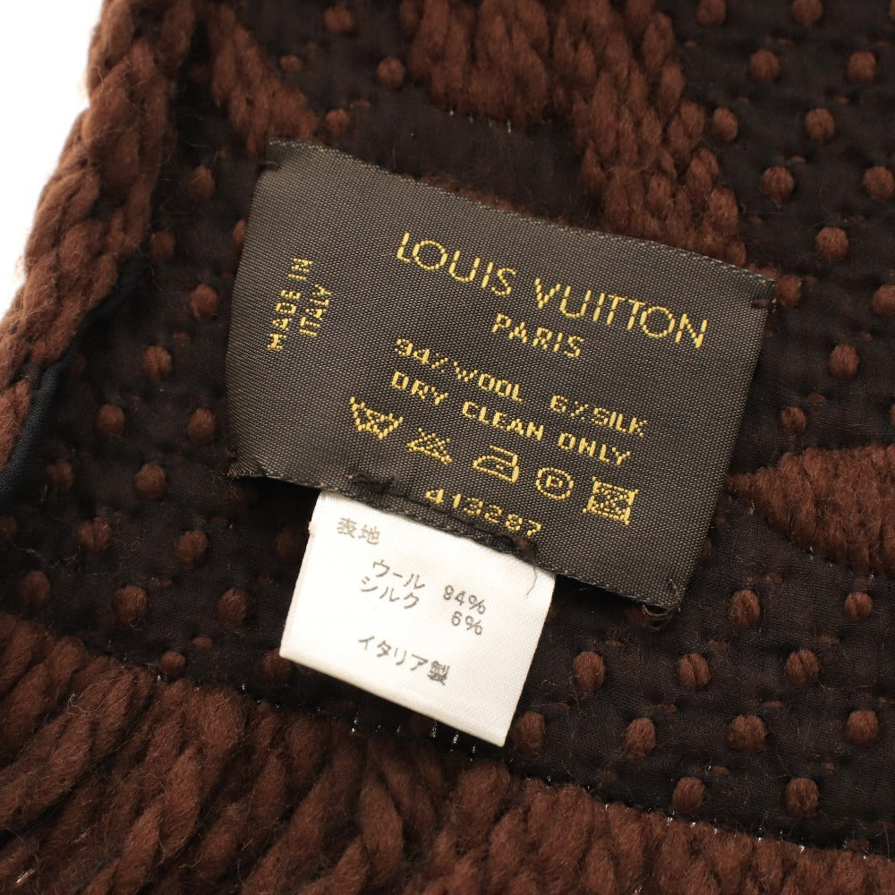 ■ Louis Vuitton Monogram Scarf, Made in Italy, Wool and Silk, Fashion Accessory, Men's and Women's, Brown