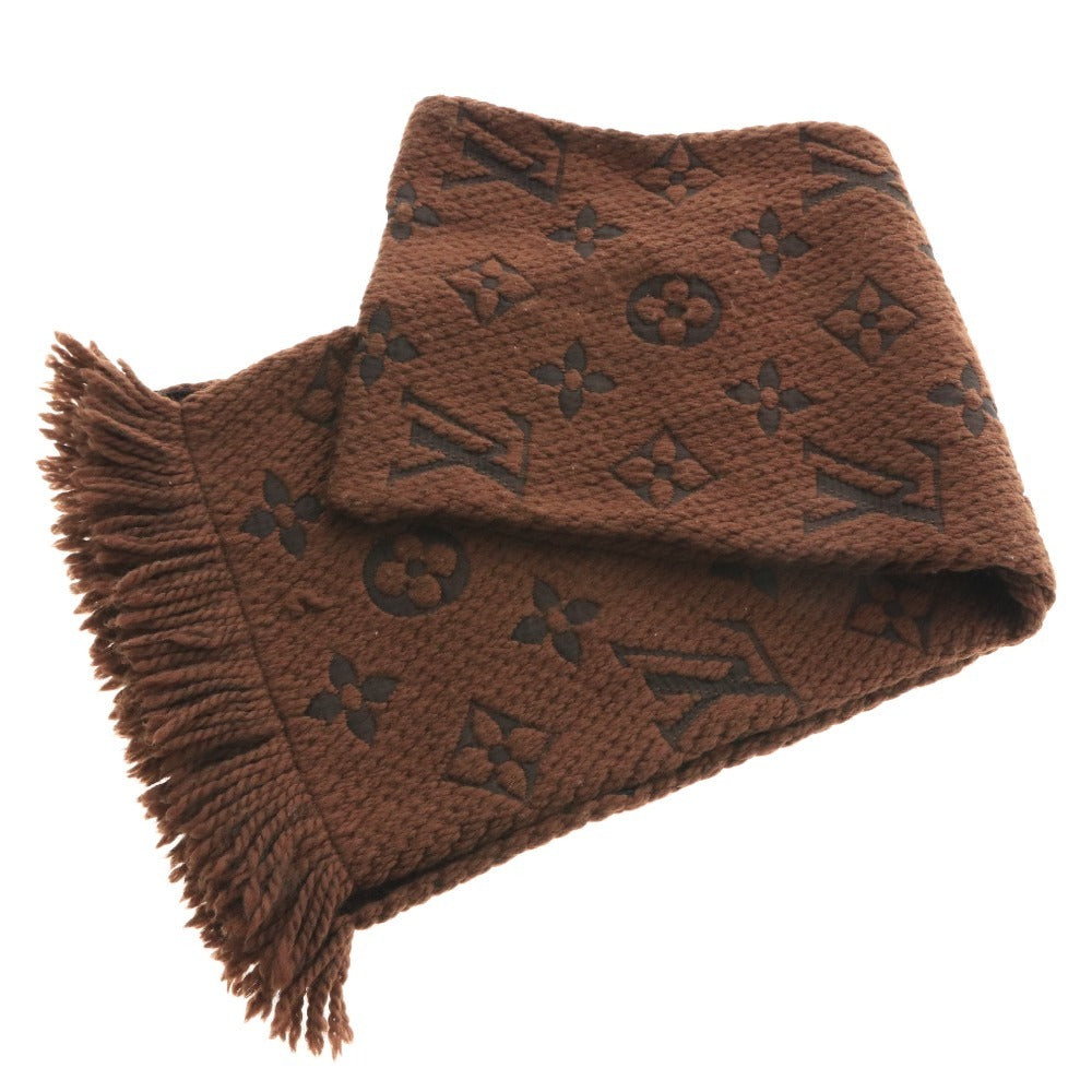 ■ Louis Vuitton Monogram Scarf, Made in Italy, Wool and Silk, Fashion Accessory, Men's and Women's, Brown