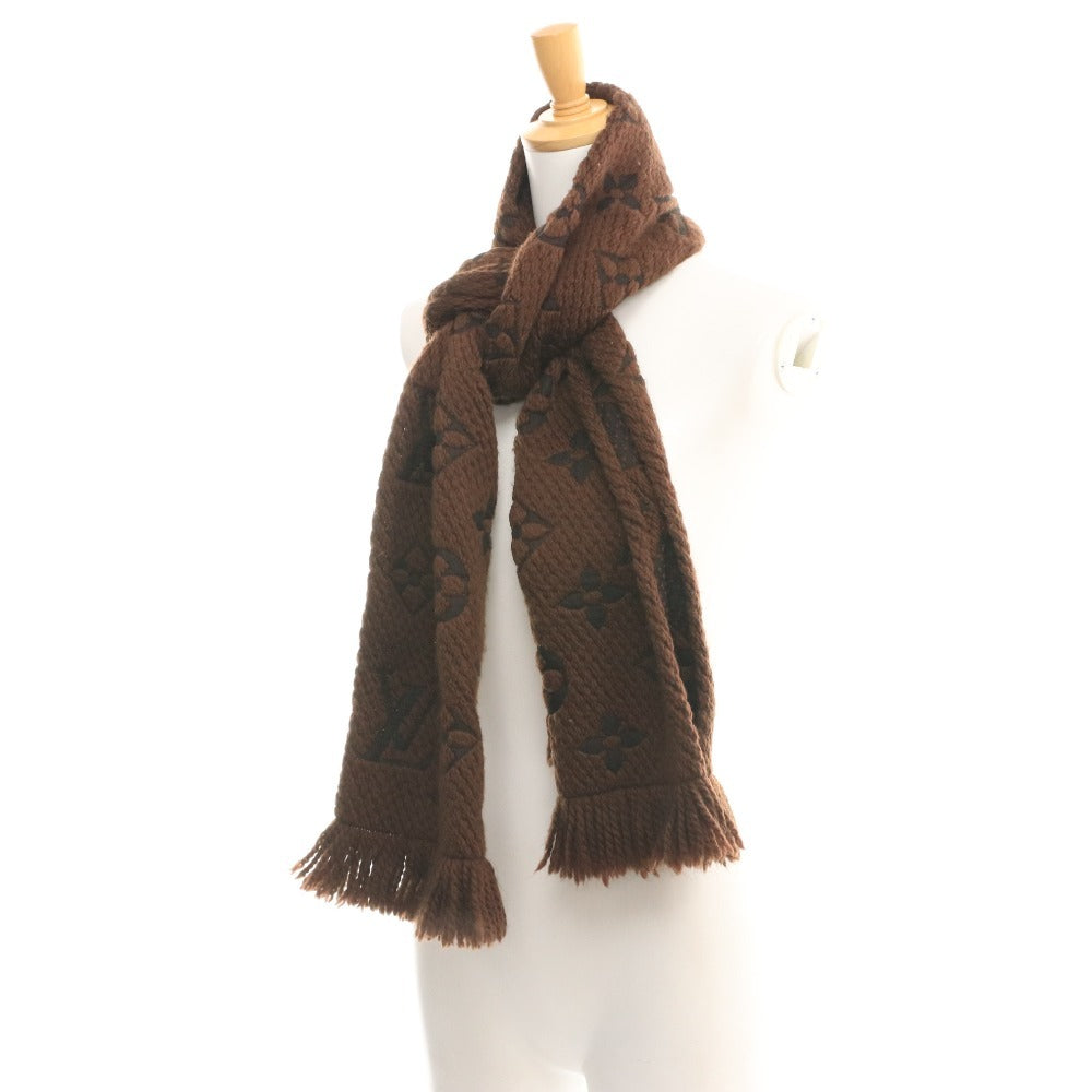■ Louis Vuitton Monogram Scarf, Made in Italy, Wool and Silk, Fashion Accessory, Men's and Women's, Brown