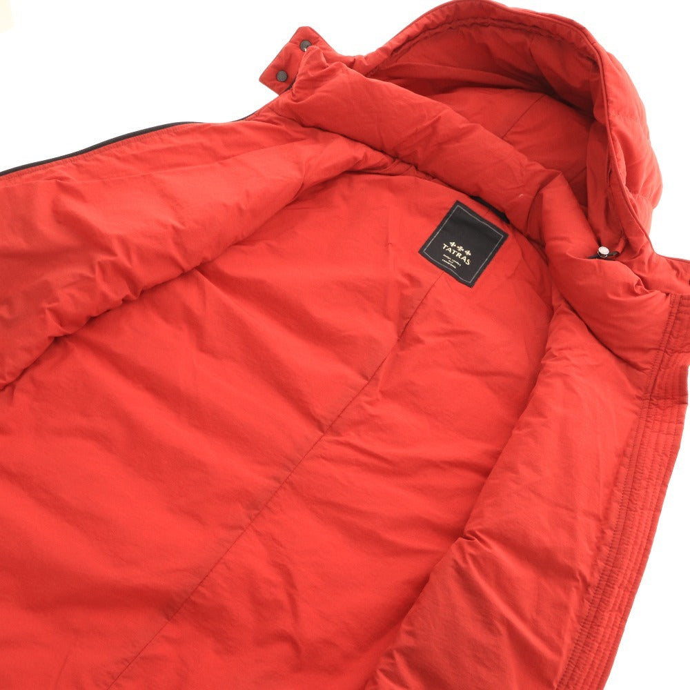 ■ TATRAS Men's Down Jacket with Zipper, Pockets, and Hood, Red, Size 02