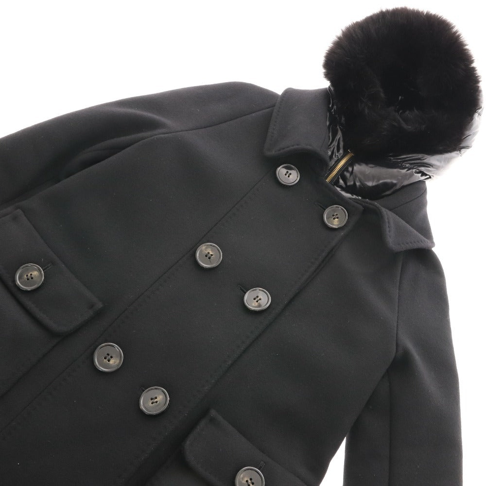 ■ MONCLER モンクレール コート アウター 上着 ゴールドファスナー ボタン フード レディース 1 ブラック ハンガー付き
