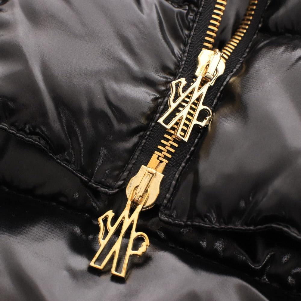 ■ MONCLER モンクレール コート アウター 上着 ゴールドファスナー ボタン フード レディース 1 ブラック ハンガー付き