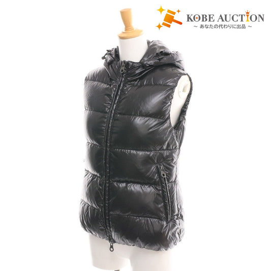 ■ DUVETICA Down Vest, Sleeveless, Zipper Closure, Hood, Pockets, Women's, Size 40, Black
