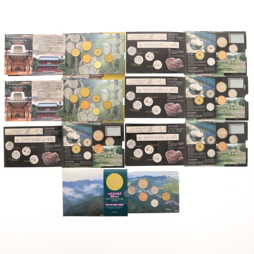 ■ 500 Yen Bicolor Clad Proof Coins Commemorating the 60th Anniversary of the Enactment of the Local Autonomy Law, World Cultural Heritage Coins, 18-Piece Set, Unused Commemorative Coins