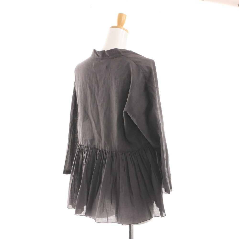 ■ エヴァムエヴァ シャツ ブラウス カーディガン 長袖 E253T020 トップス ギャザー 綿100％ レディース M グレー タグ付き 未使用