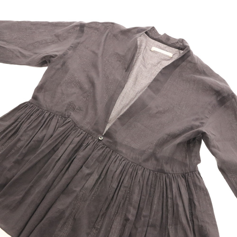 ■ エヴァムエヴァ シャツ ブラウス カーディガン 長袖 E253T020 トップス ギャザー 綿100％ レディース M グレー タグ付き 未使用