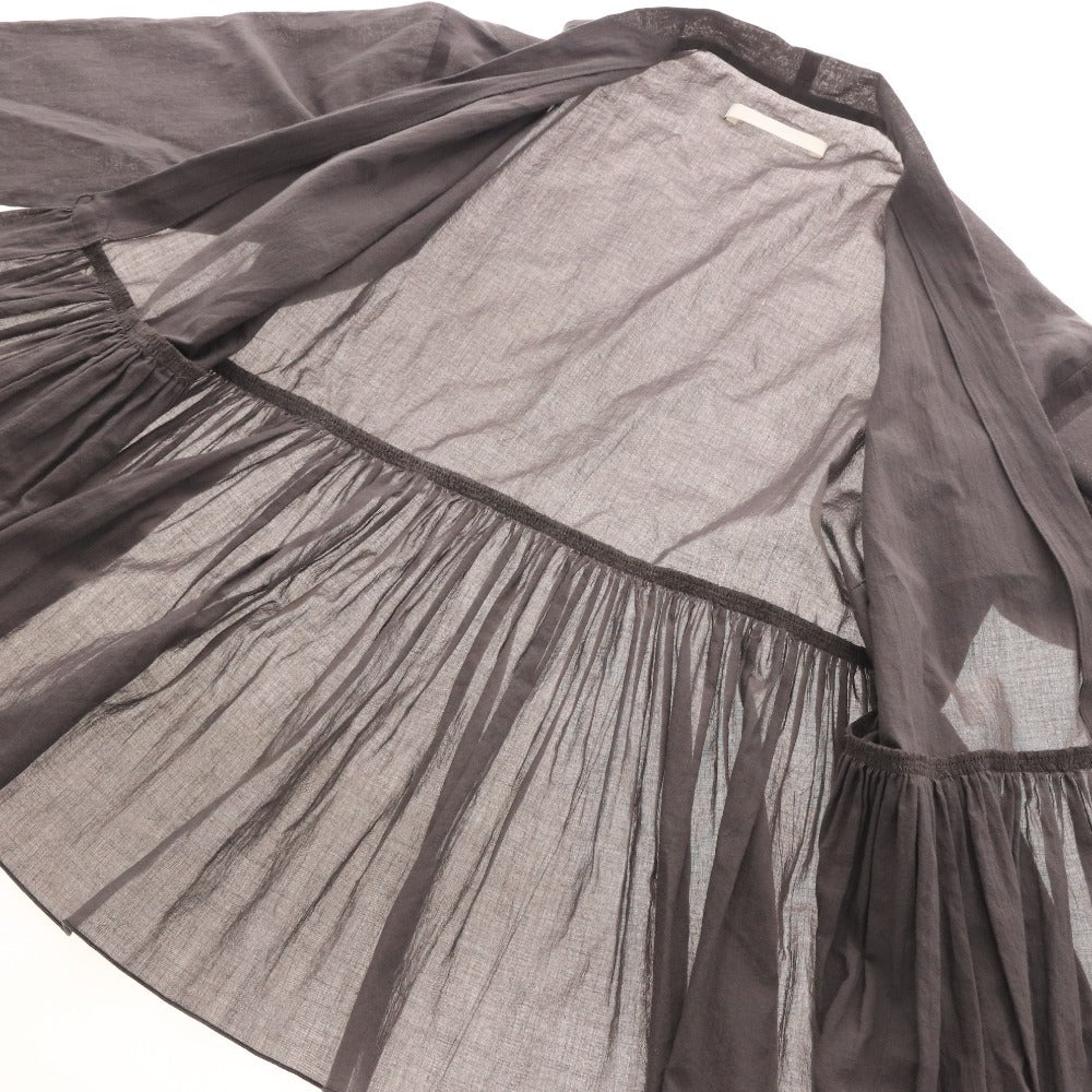 ■ エヴァムエヴァ シャツ ブラウス カーディガン 長袖 E253T020 トップス ギャザー 綿100％ レディース M グレー タグ付き 未使用