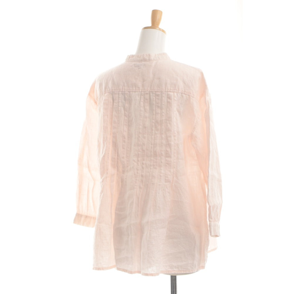 ■ フォグリネンワーク fog linen work シャツ ブラウス 七分袖 トップス バンドカラー ピンタック レディース フリー ピンクベージュ