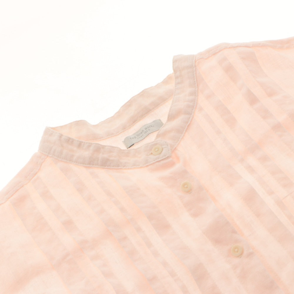 ■ フォグリネンワーク fog linen work シャツ ブラウス 七分袖 トップス バンドカラー ピンタック レディース フリー ピンクベージュ