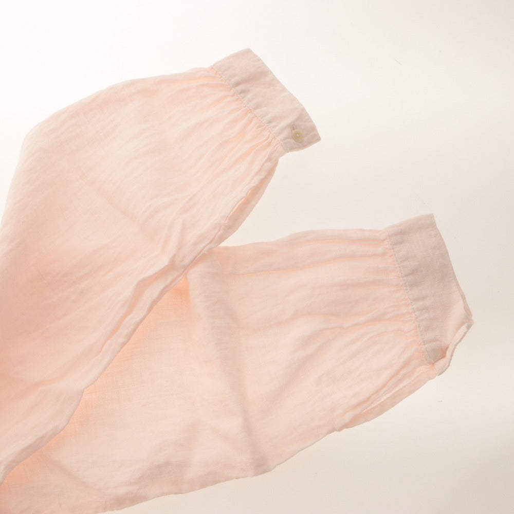 ■ フォグリネンワーク fog linen work シャツ ブラウス 七分袖 トップス バンドカラー ピンタック レディース フリー ピンクベージュ
