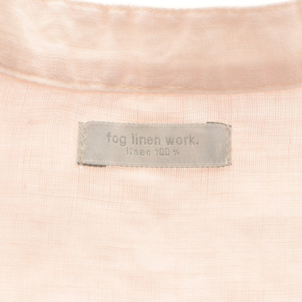■ フォグリネンワーク fog linen work シャツ ブラウス 七分袖 トップス バンドカラー ピンタック レディース フリー ピンクベージュ
