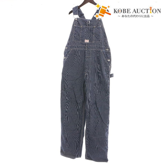 ■ BOOTLEGGERS Bootleggers Overalls, Tops and Bottoms, Pockets, All-Over Print, Lines, Men's, Size 30x34, Navy/White