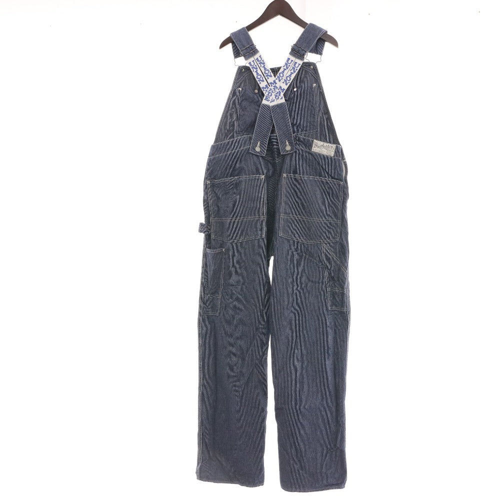 ■ BOOTLEGGERS Bootleggers Overalls, Tops and Bottoms, Pockets, All-Over Print, Lines, Men's, Size 30x34, Navy/White