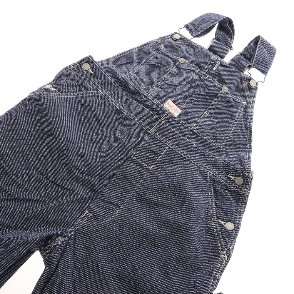 ■ BOOTLEGGERS Bootleggers Overalls, Tops and Bottoms, Pockets, All-Over Print, Lines, Men's, Size 30x34, Navy/White