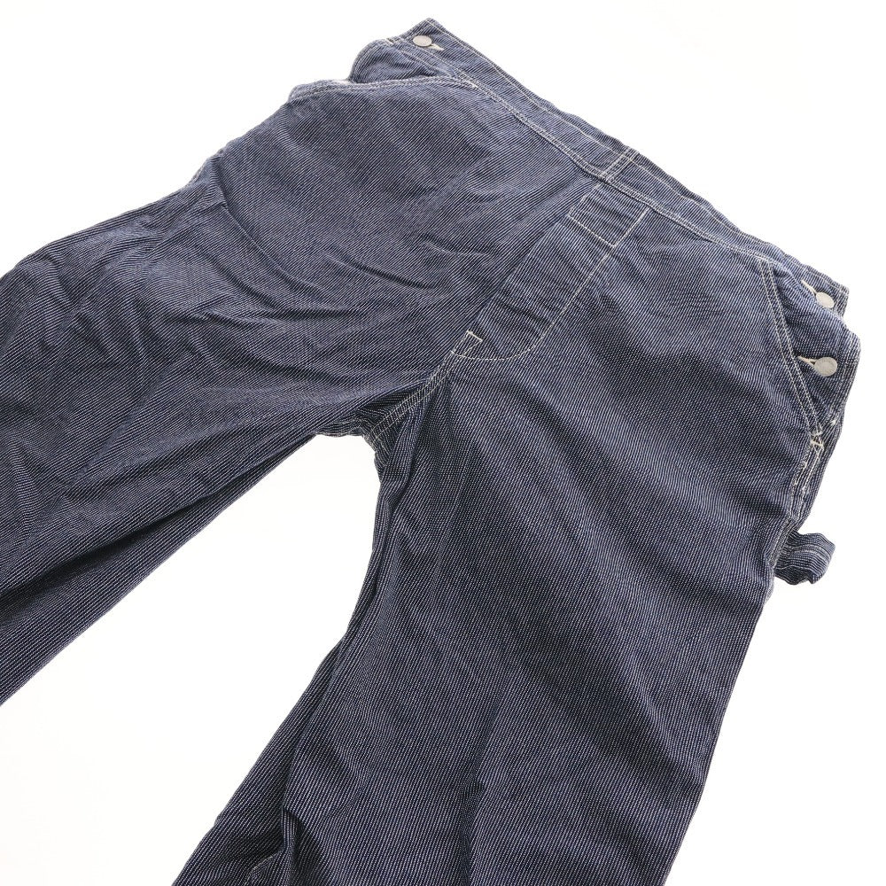 ■ BOOTLEGGERS Bootleggers Overalls, Tops and Bottoms, Pockets, All-Over Print, Lines, Men's, Size 30x34, Navy/White